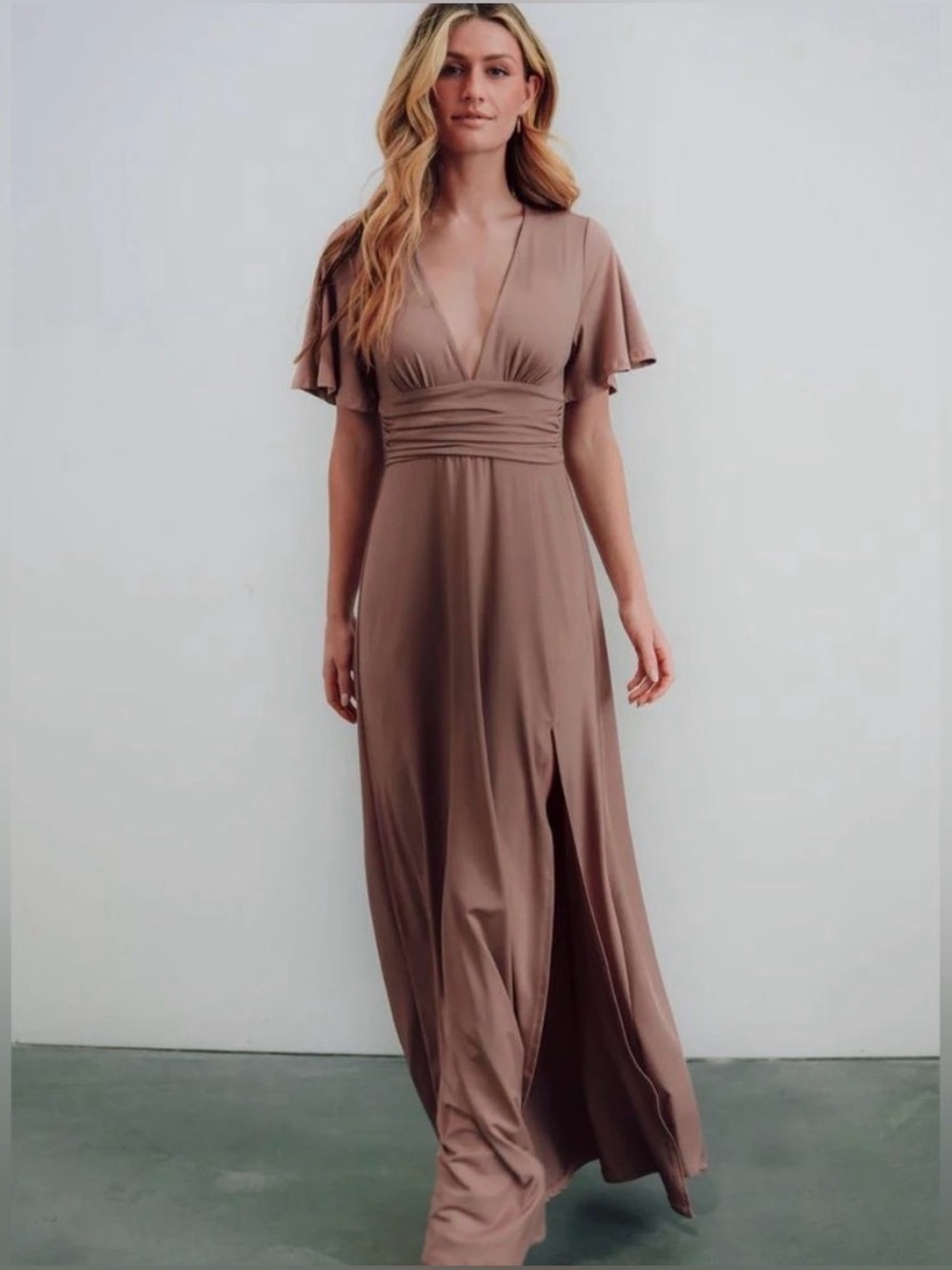 Baltic Born Emberly Dusty Mauve Flowy Maxi Dress (Bump Friendly) Large NWT